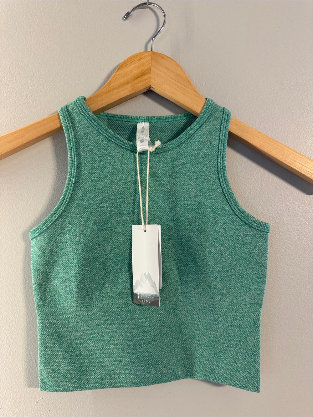 Kids Green Ribbed Tank Top - Sleeveless Crop